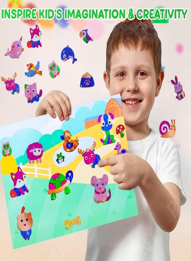 PLUSPOINT Foil Art Kit for Kids Animals Theme 100+ Foam Stickers Arts and Crafts, No Mess Art for Kids, Fun Craft Kits & Supplies, DIY Creative Activities, Travel Toys Gifts for Girls & Boys Ages 5+ - Image 5